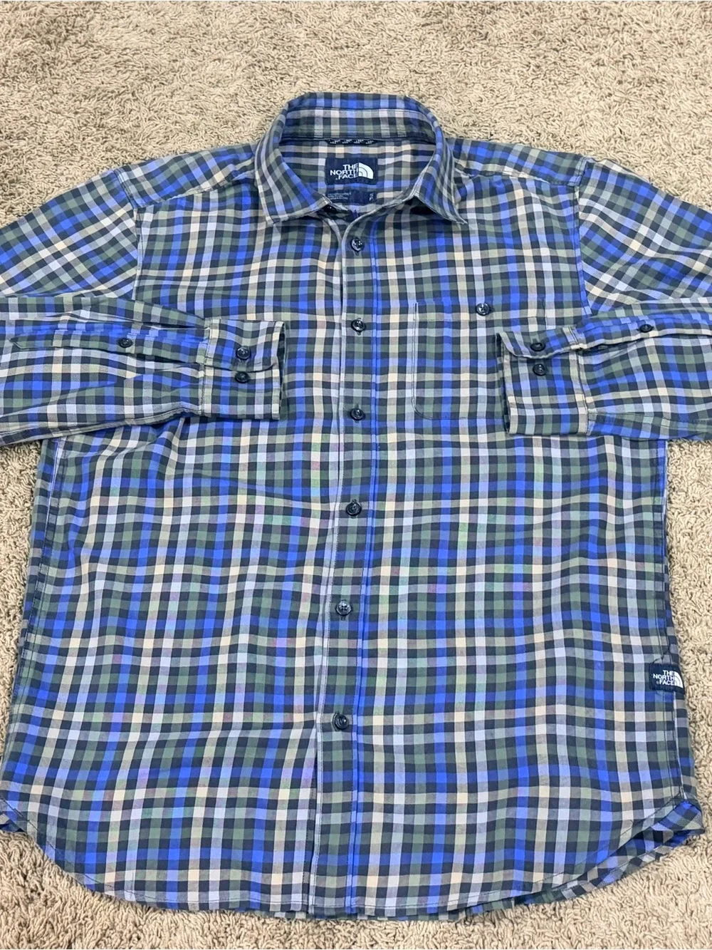 North Face Shirt Mens Small Plaid Long Sleeve Button Up Cotton Outdoors